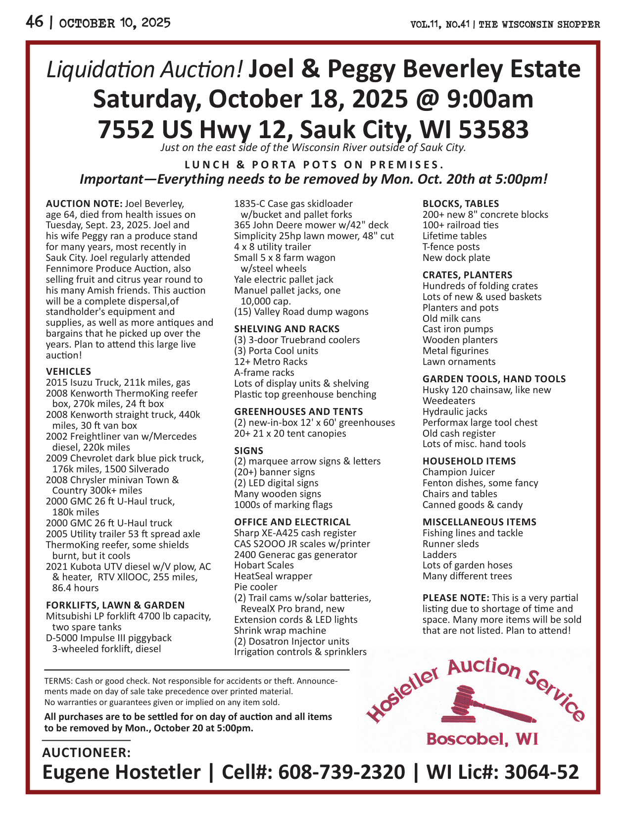 Liquidation Auction! Joel & Peggy Beverley Estate